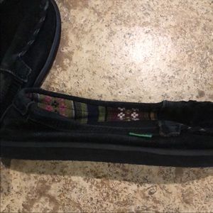 Sanuk suede slip-ons.